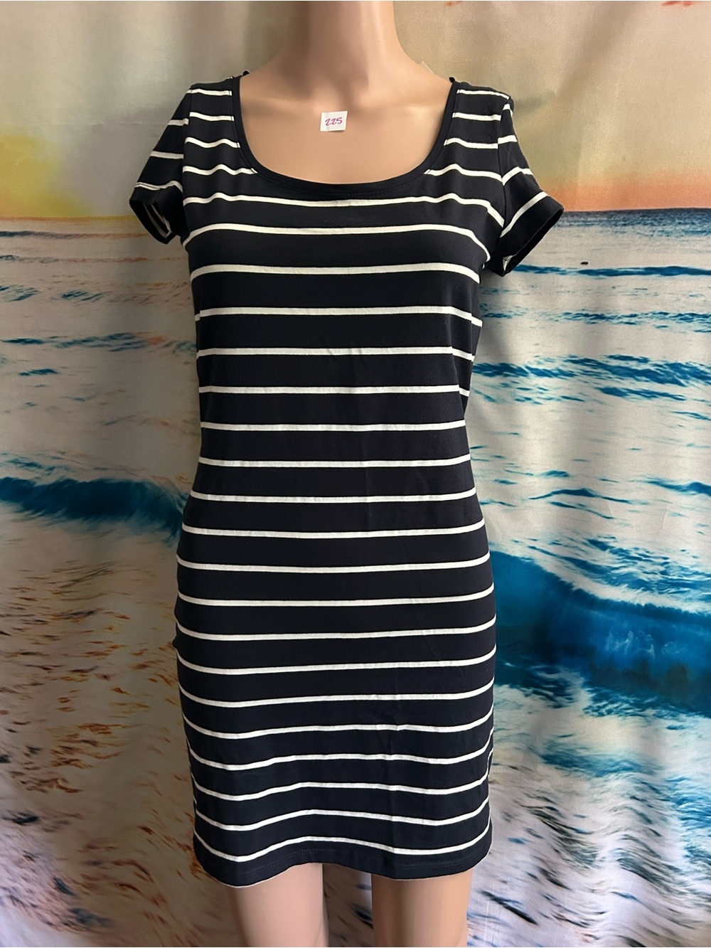 H&M Black & White Striped Scoop Neck Women's Dress SM NWT